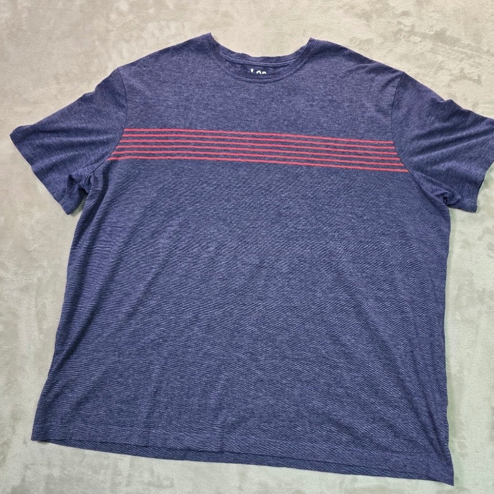 Lee Pima Cotton T-Shirt Mens 2XL Purple Heathered Red Stripe Short Sleeve Tee